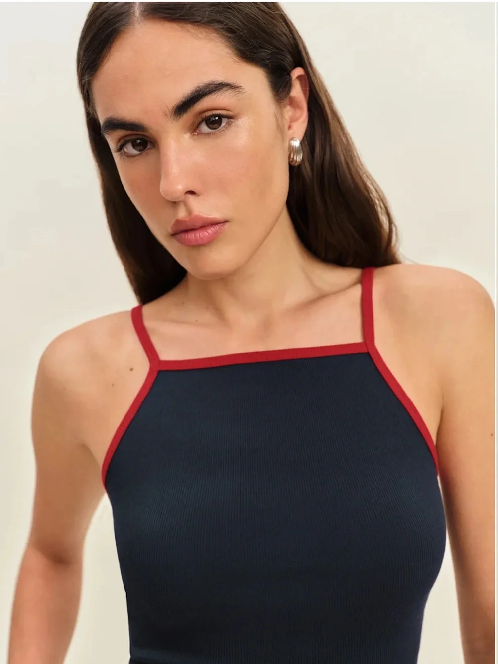 Reformation Ribbed tank dark blue navy red low back new nwt - Picture 5 of 7